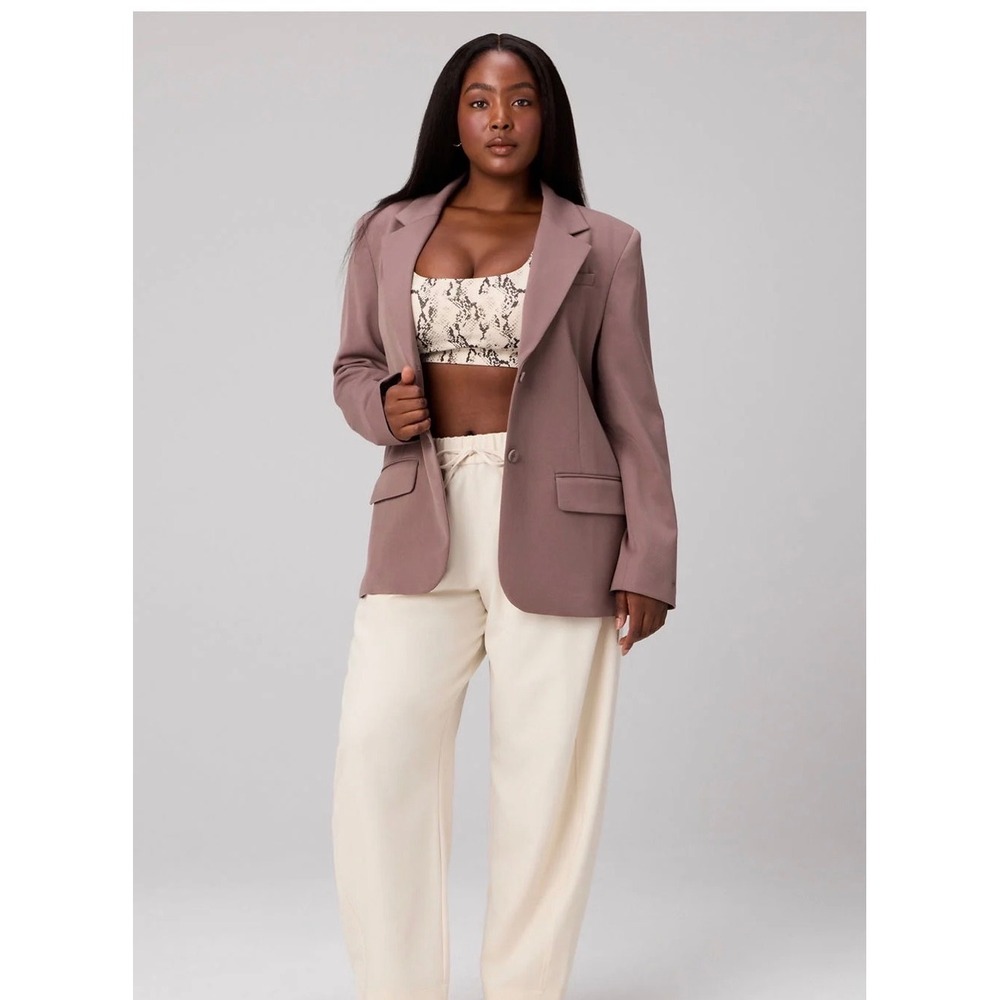 Fabletics Oversized Blazer in Desert Shadows Single Button Stretch Jacket XL NWT